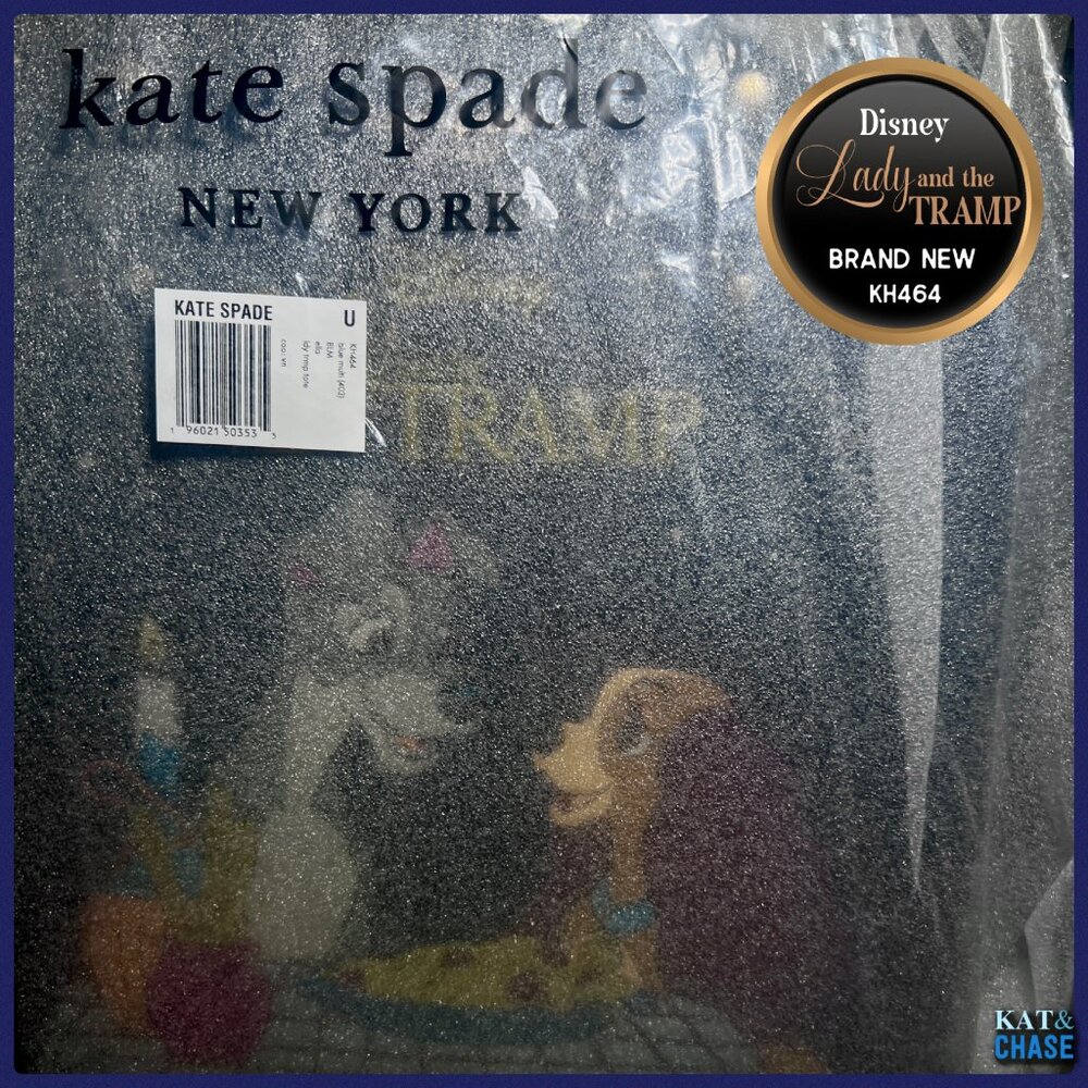 Kate Spade Disney Tote Bag Large KH464 Lady And The Tramp Navy Double Handle - Picture 3 of 11